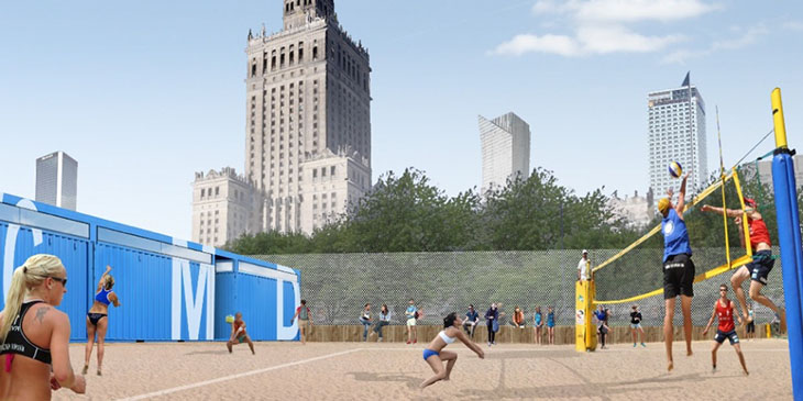 Plaża w cieniu Pałacu Kultury