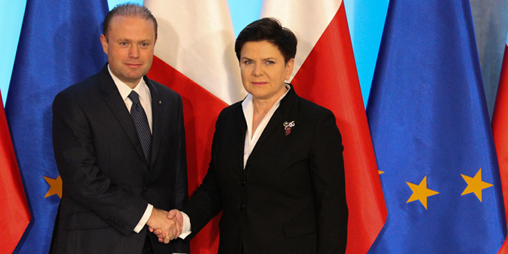 Joseph Muscat, premier Malty i Beata Szydło, prezes Rady Ministrów.