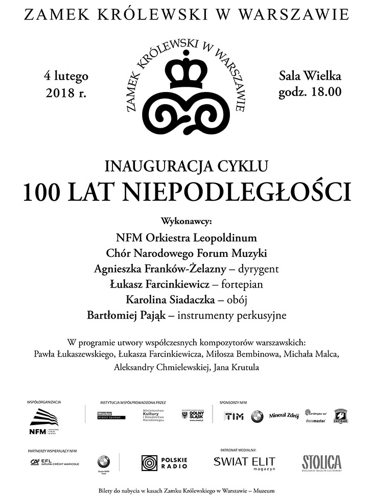 Zamek Królewski zaprasza - inauguracja cyklu "100 lat niepodległości"
