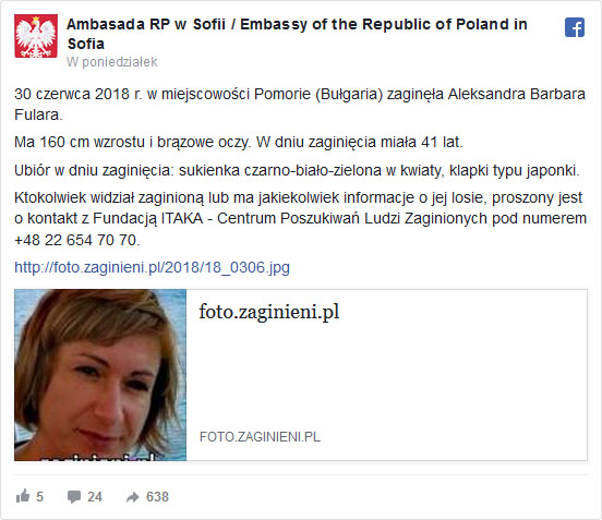 W Bułgarii zaginęła Polka