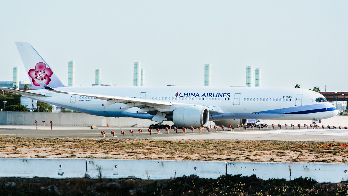 Samolot China Airlines na lotnisku w Los Angeles