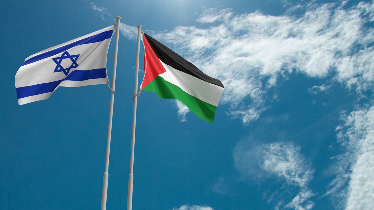 Flagi Izraela i Palestyny